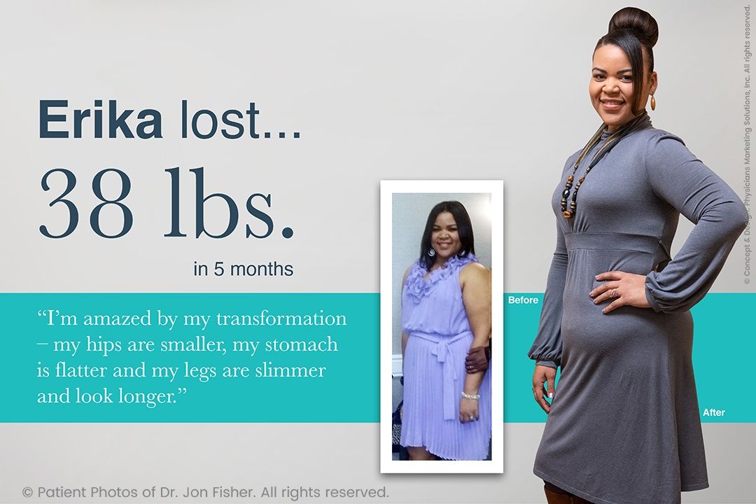 Erika lost 38 lbs. in 5 months
